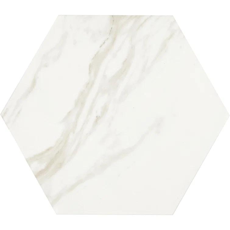 Daltile Perpetuo 8" X 9" Hexagon Porcelain Marble Look Wall & Floor Tile