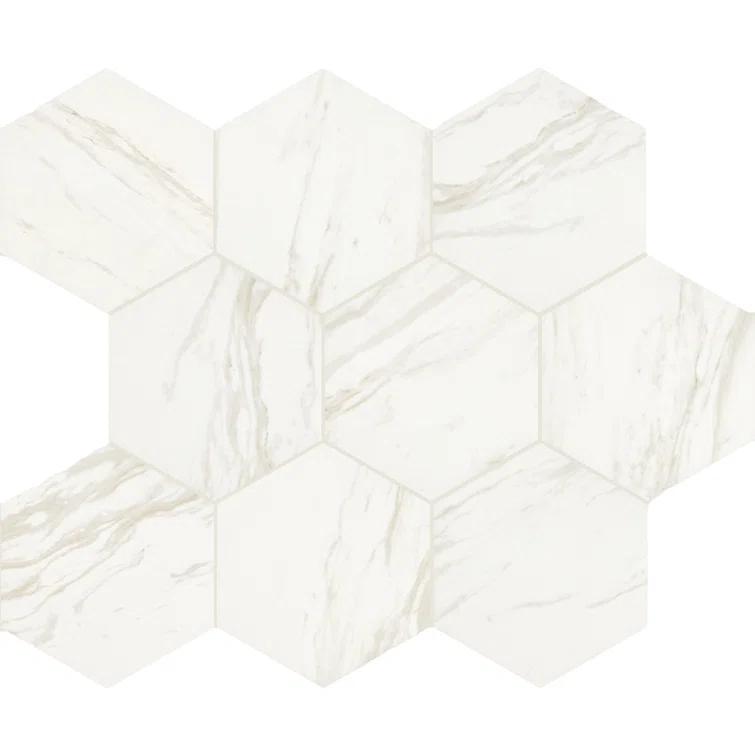 Daltile Perpetuo 8" X 9" Hexagon Porcelain Marble Look Wall & Floor Tile