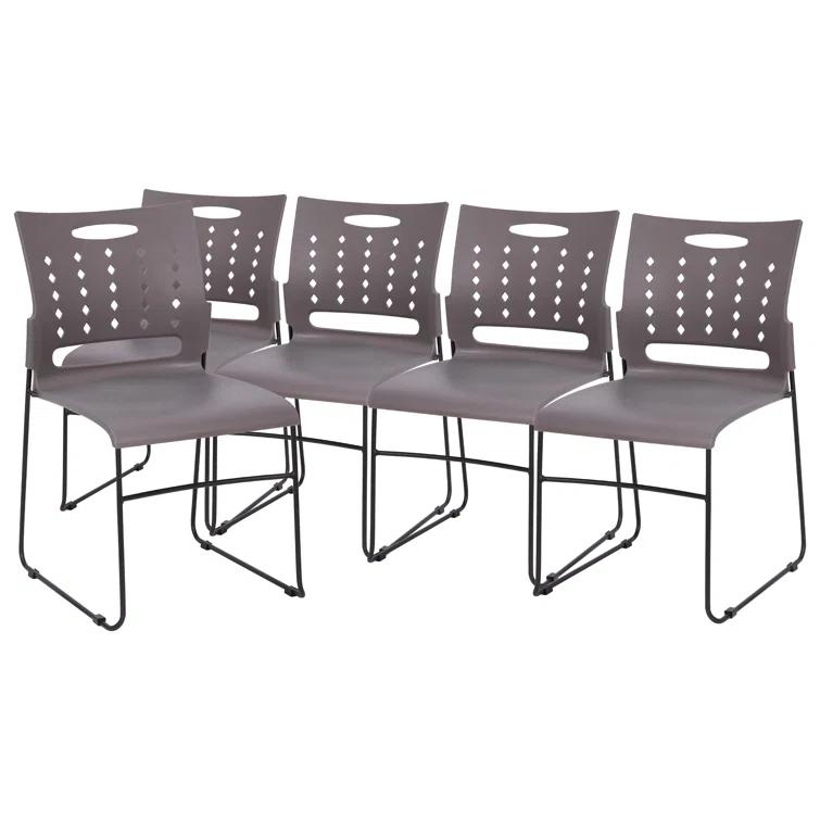 Heidi 881 lb. Capacity Sled Base Stack Chair with Air-Vent Back (Set of 5)