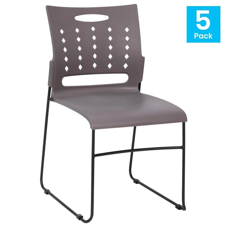 Heidi 881 lb. Capacity Sled Base Stack Chair with Air-Vent Back (Set of 5)