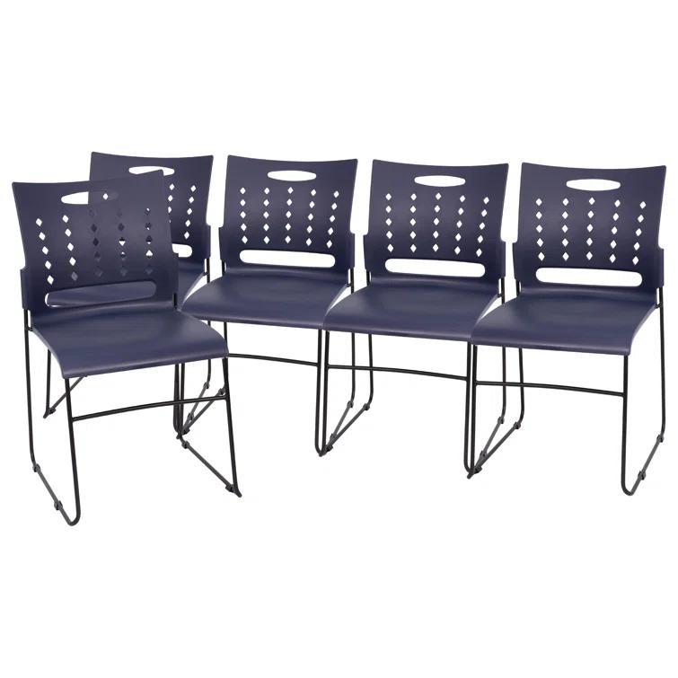Heidi 881 lb. Capacity Sled Base Stack Chair with Air-Vent Back (Set of 5)