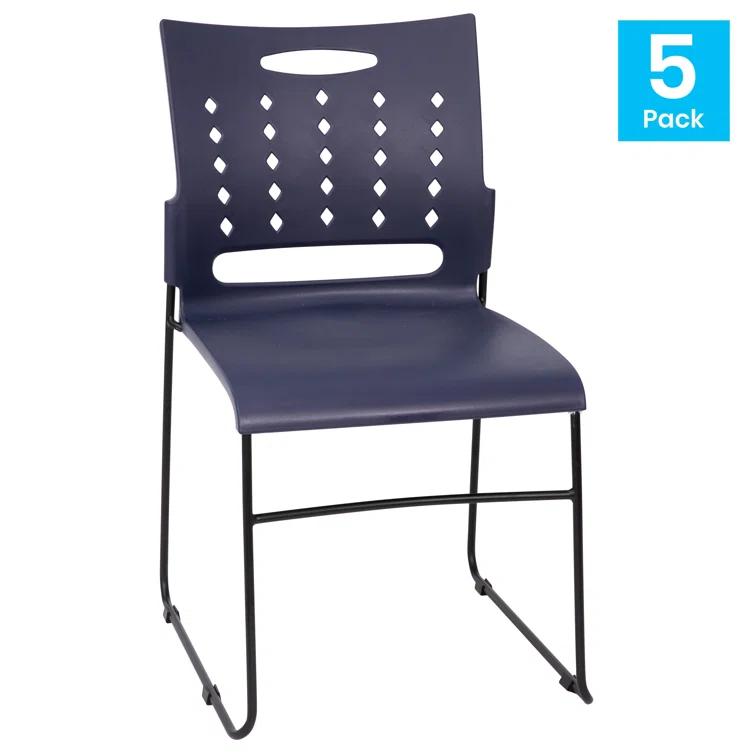 Heidi 881 lb. Capacity Sled Base Stack Chair with Air-Vent Back (Set of 5)