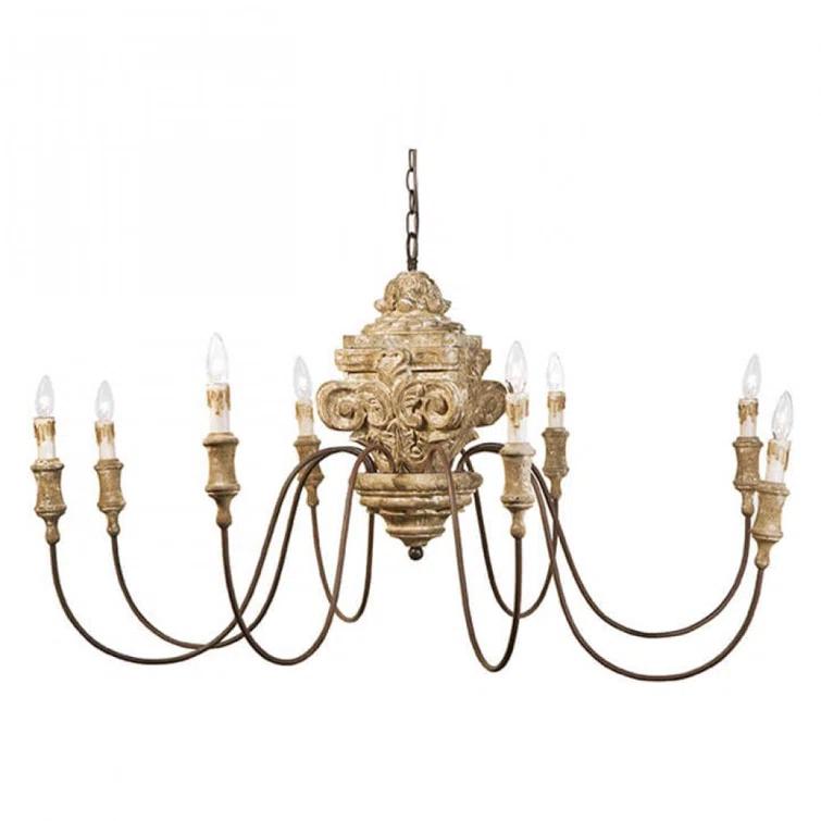 Wood Carved Chandelier