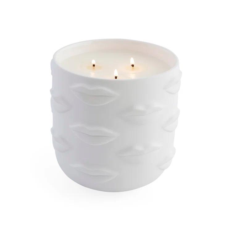 Jonathan Adler Muse Bergamot, Mandarin, Marine, Pepper, Violet, Rose, Cedarwood, Amber, Sandalwood, And Suede. Scented Designer Candle with Porcelain Holder