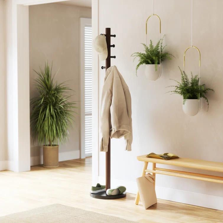 Pillar 8 - Hook Freestanding Solid Wood Coat Rack