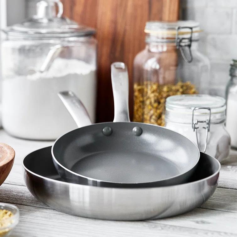 GreenPan Chatham Healthy Ceramic Nonstick Stainless Steel 2 Piece Frying Pan Set