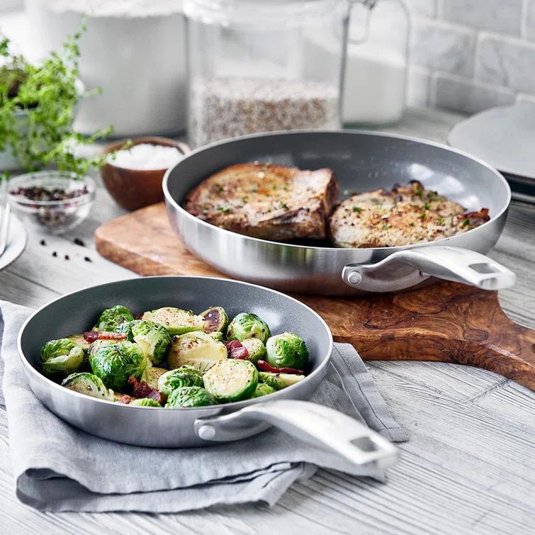 GreenPan Chatham Healthy Ceramic Nonstick Stainless Steel 2 Piece Frying Pan Set