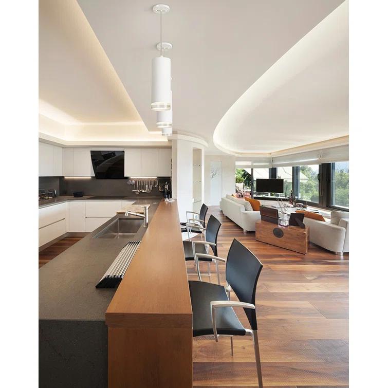 White Crystal LED Cylinder Pendant Light
