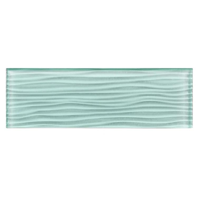 Enchant-Parade Florette Green 4-in. x 12-in. Subway Textured Polished Glass Wall & Floor Tile