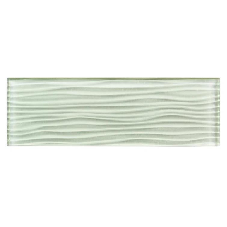Enchant-Parade Florette Green 4-in. x 12-in. Subway Textured Polished Glass Wall & Floor Tile