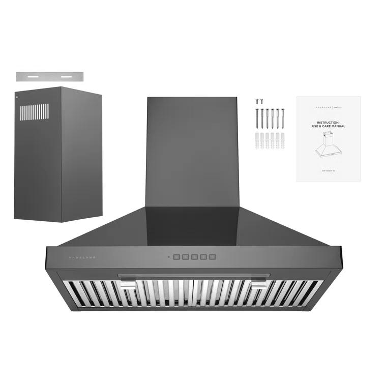 Hauslane 30" Stainless Steel Convertible Wall Range Hood with Baffle Filter