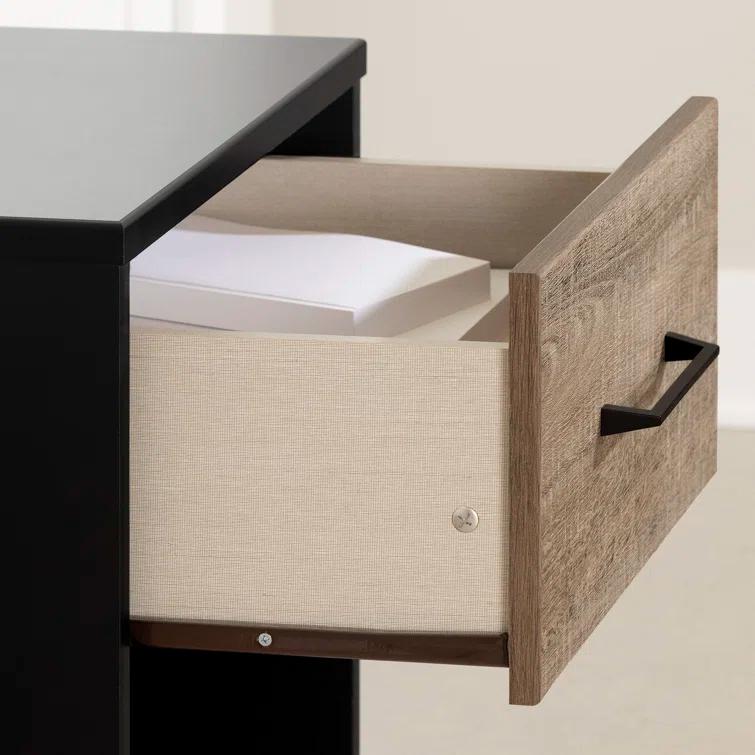 Arlen 1-Drawer Nightstand Weathered Oak and Matte Black