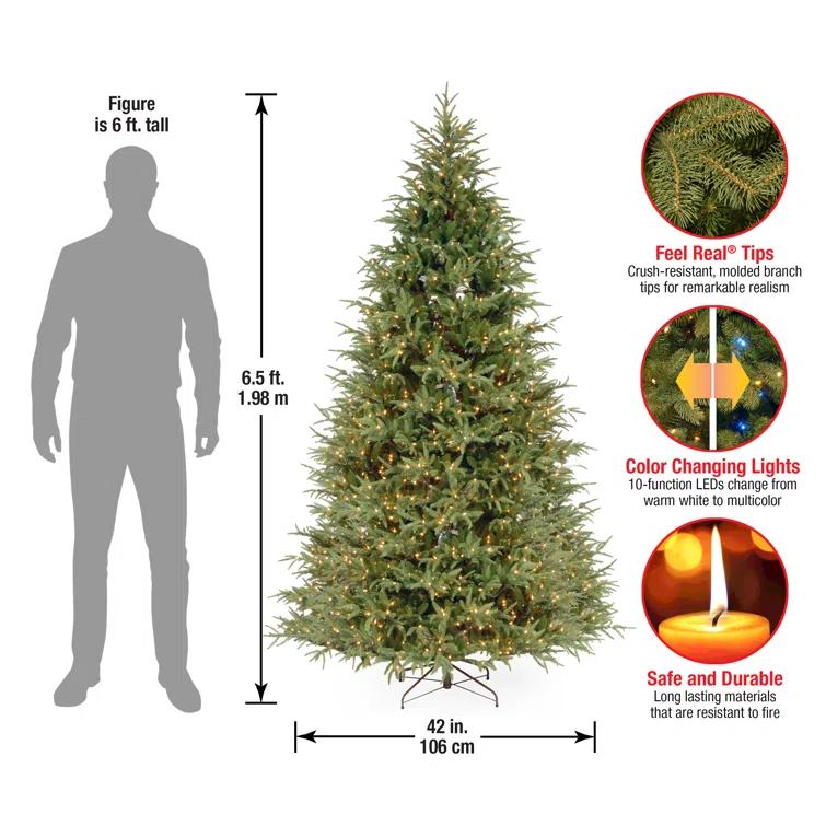 6.5' Prelit LED Medium Jersey Fraser Fir Artificial Christmas Tree Dual Color Lights - National Tree Company