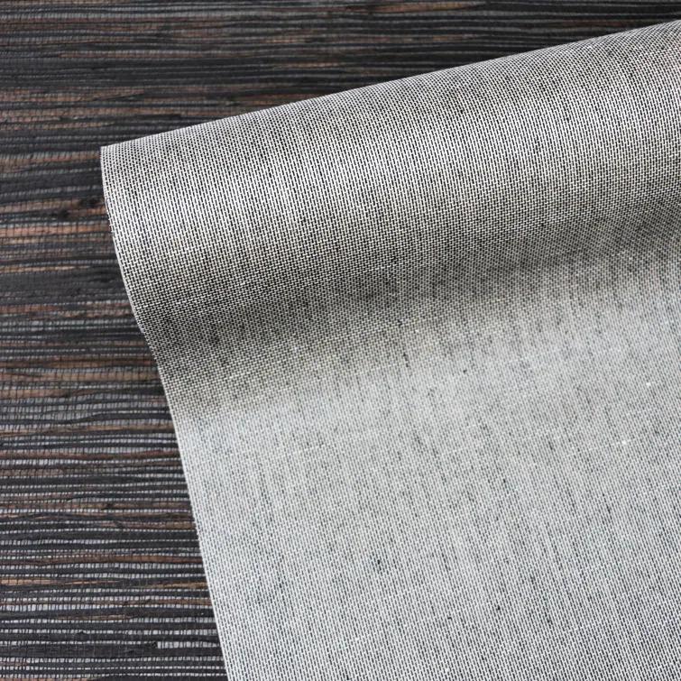Charcoal Grasscloth Removable Washable Wallpaper Double Roll