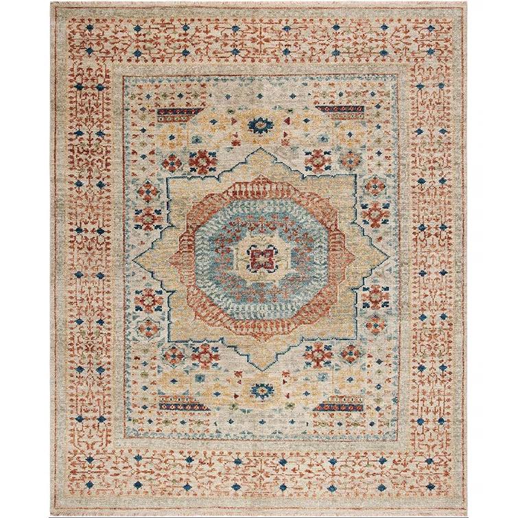 Samarkand SRK165 Hand Knotted Area Rug - Ivory/Rust - 8'9"x11'9" - Safavieh.