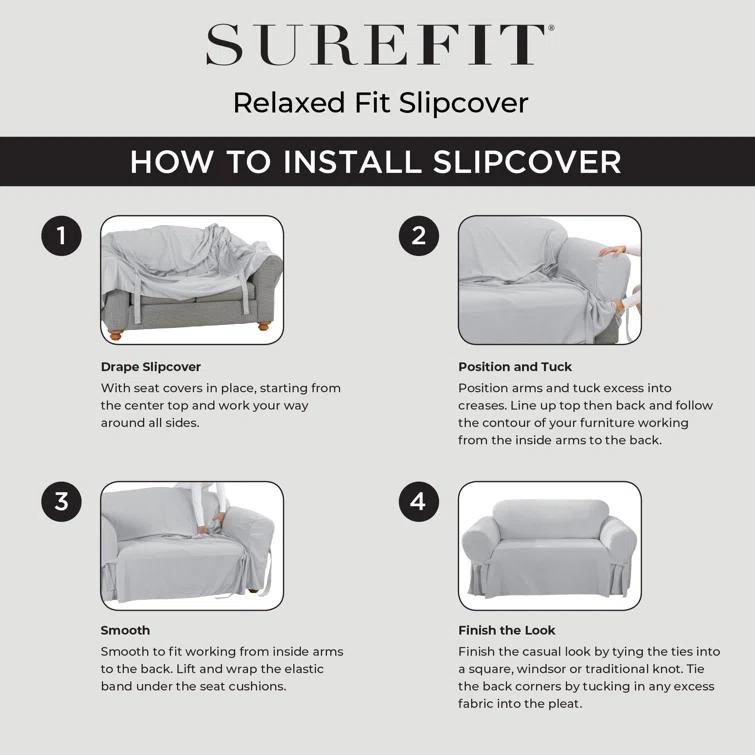 Sure Fit Polyester Box Cushion Loveseat Slipcover