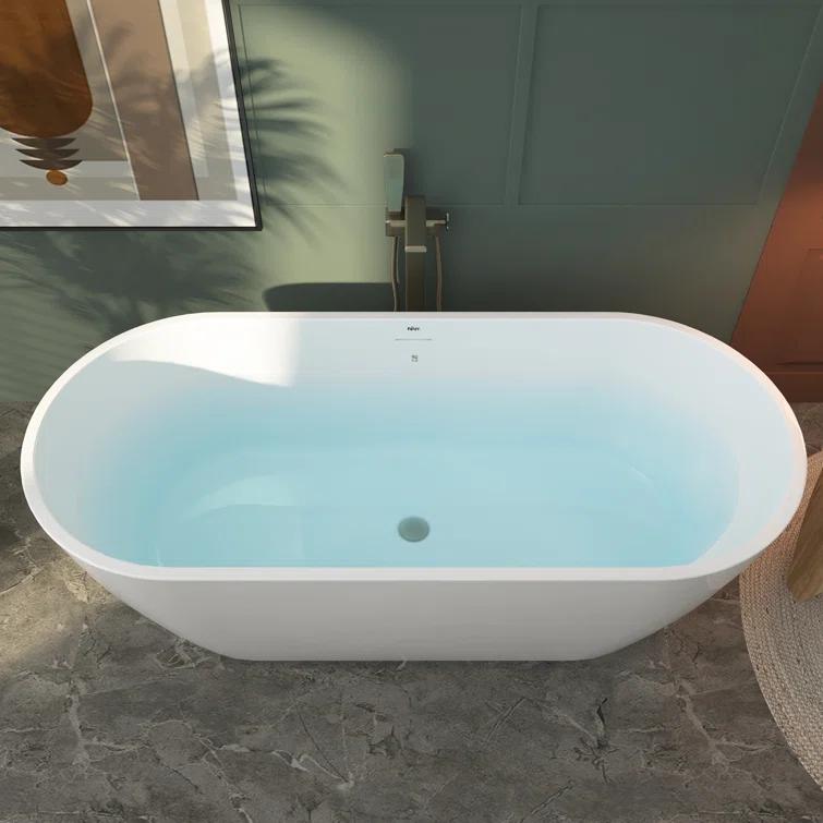 Bali Elite 67" x 30" Freestanding Soaking Acrylic Bathtub with Brushed Nickel Drain