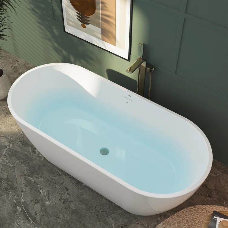 Bali Elite 67" x 30" Freestanding Soaking Acrylic Bathtub with Brushed Nickel Drain
