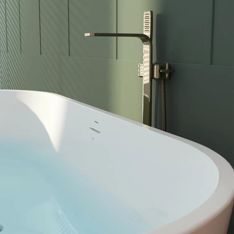 Bali Elite 67" x 30" Freestanding Soaking Acrylic Bathtub with Brushed Nickel Drain