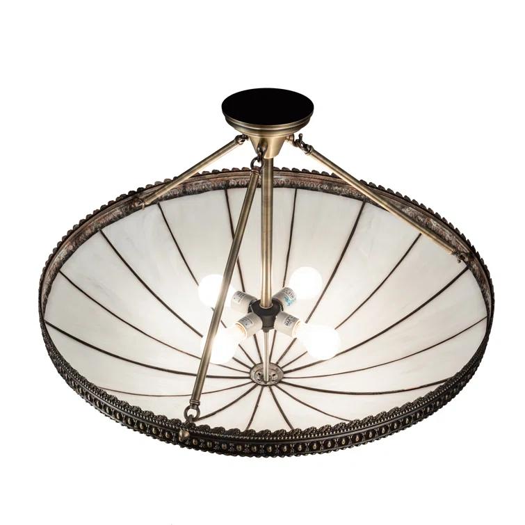 Meyda Lighting Meyda Tiffany & Stained Glass 4 - Light Antique Brass Unique/Statement Pendant