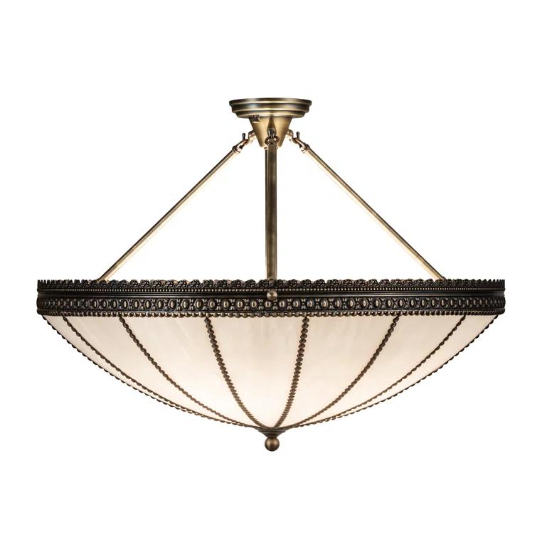 Meyda Lighting Meyda Tiffany & Stained Glass 4 - Light Antique Brass Unique/Statement Pendant