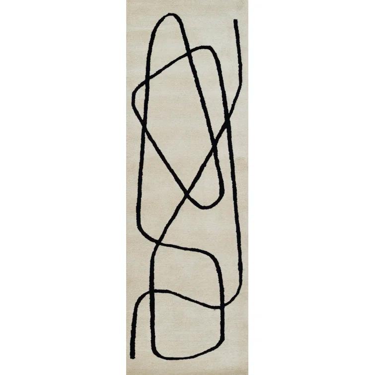 Shayla Hand-Tufted Wool Rug - White / 2'6" x 8'