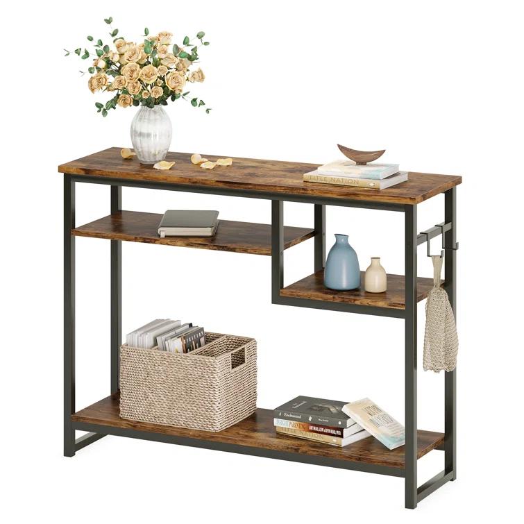 Rosevell 39.4" Console Table for Entryway with 4 Tier Storage Shelves