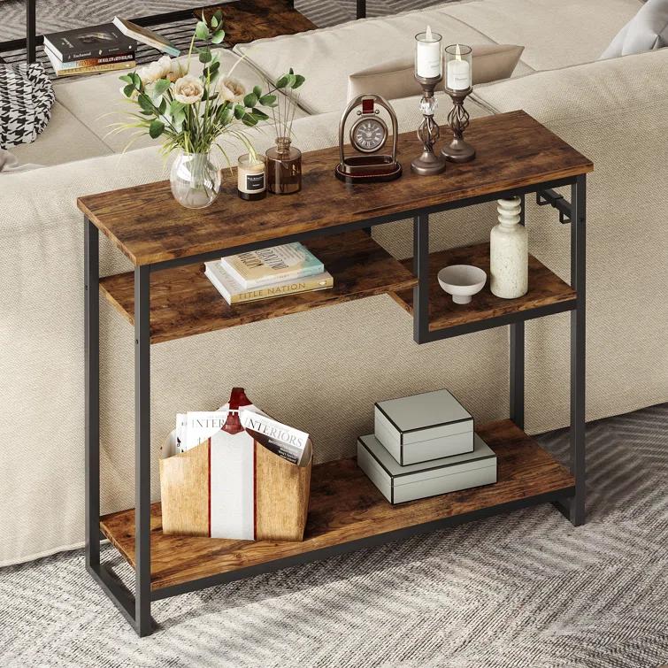 Rosevell 39.4" Console Table for Entryway with 4 Tier Storage Shelves