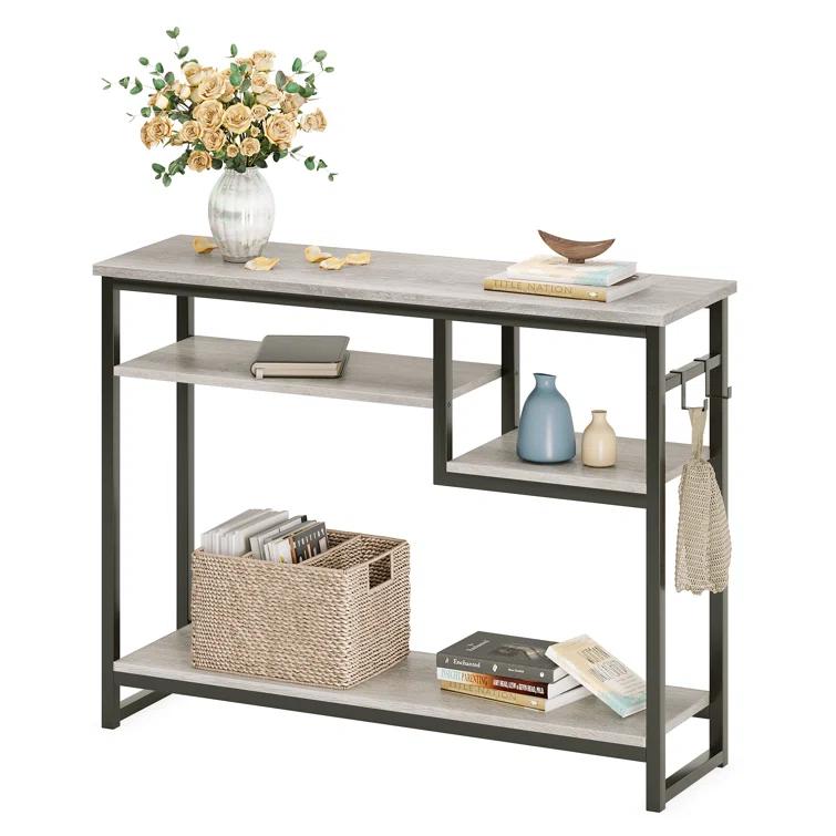 Rosevell 39.4" Console Table for Entryway with 4 Tier Storage Shelves