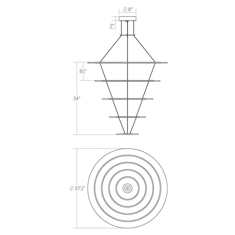 Arctic Rings 5 - Light Acrylic Dimmable LED Tiered Chandelier