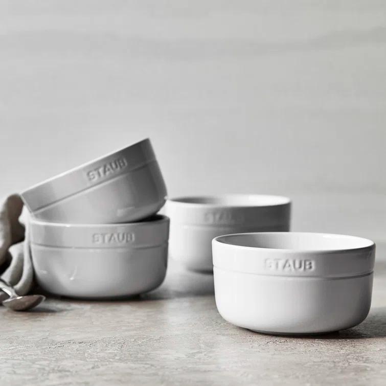 Staub Dining Line 4 Piece Ceramic Bowl Set, White