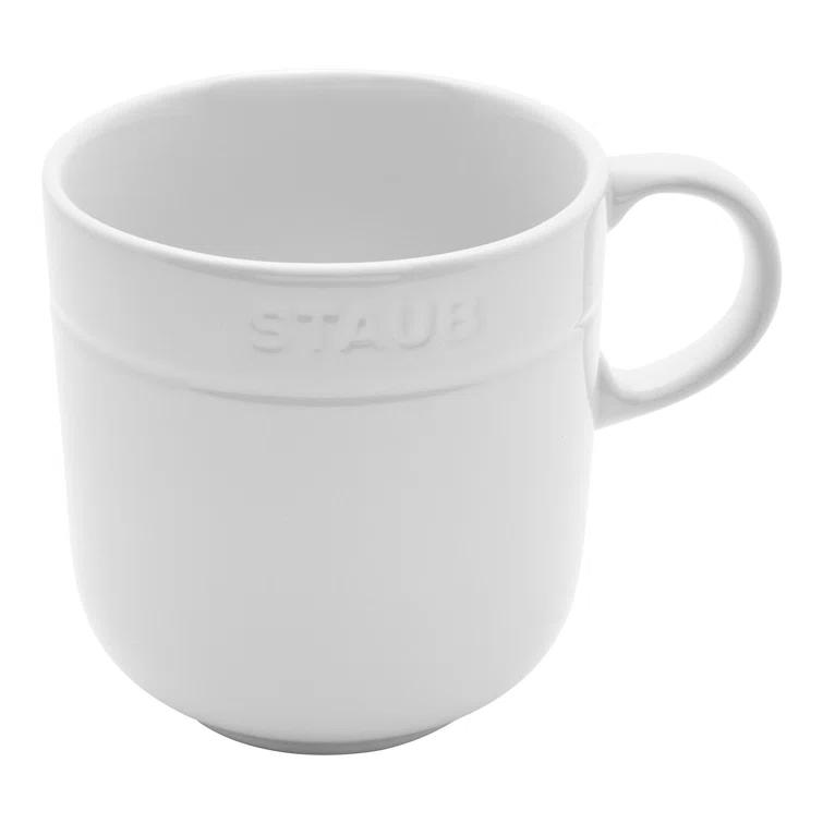 Staub White Stoneware Mugs, Set of 4