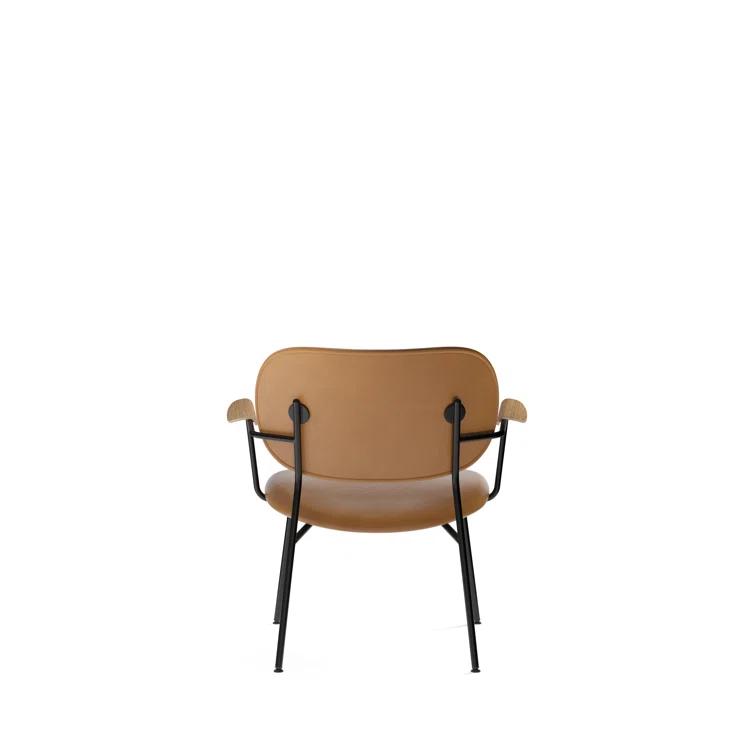 Natural Oak and Cognac Leather Geometric Lounge Chair