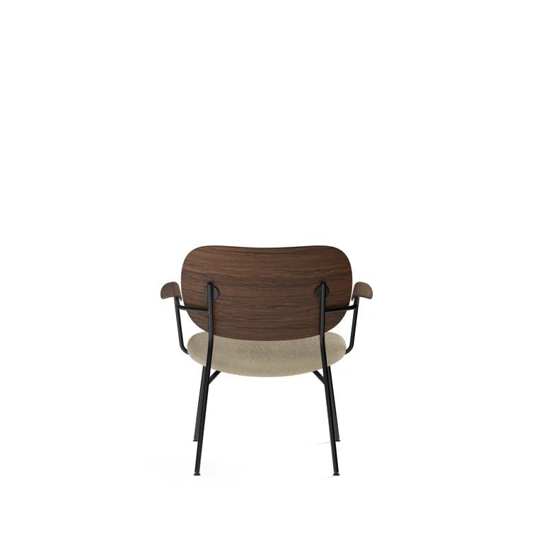 Elegant Beige Bouclé & Dark Oak Metal Frame Armchair