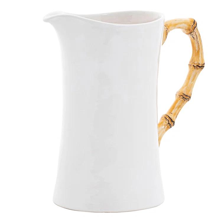 Juliska Bamboo 57.6 oz. Ceramic Large Pitcher - Natural/White