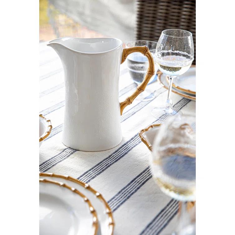 Juliska Bamboo 57.6 oz. Ceramic Large Pitcher - Natural/White