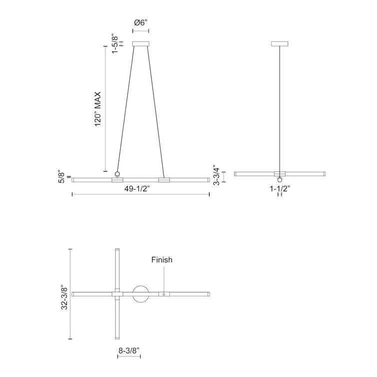 Akari 2 - Light Dimmable LED Modern Linear Chandelier
