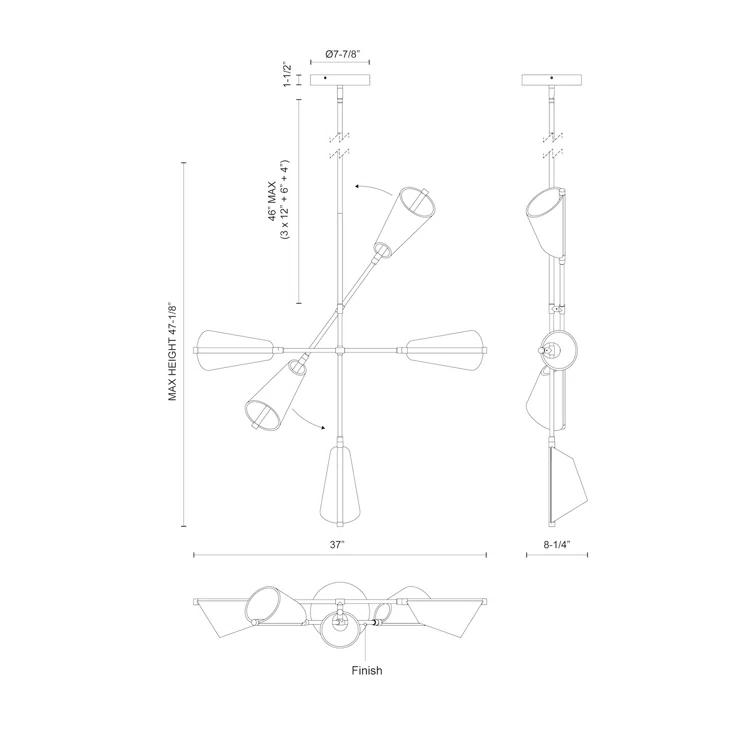 Kuzco Lighting Mulberry 5 - Light LED Modern Linear Chandelier
