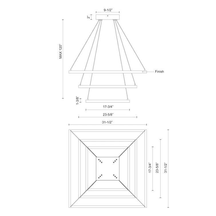 Piazza 3 - Light LED Tiered Chandelier