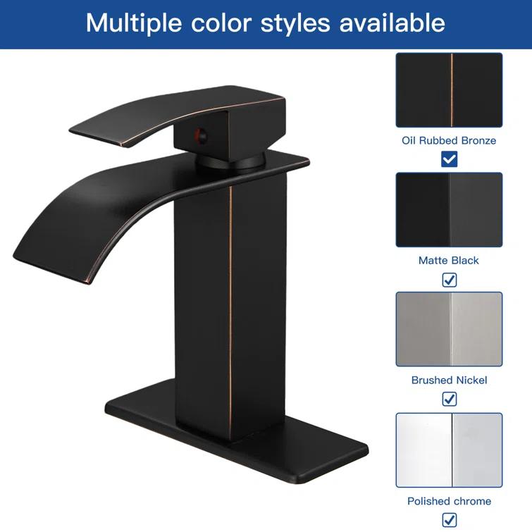 VIBRANTBATH Waterfall Low-Arc Single Hole Bathroom Faucet 6021-ORB