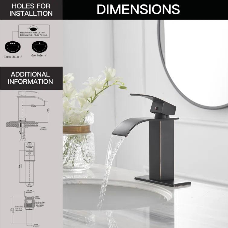 VIBRANTBATH Waterfall Low-Arc Single Hole Bathroom Faucet 6021-ORB