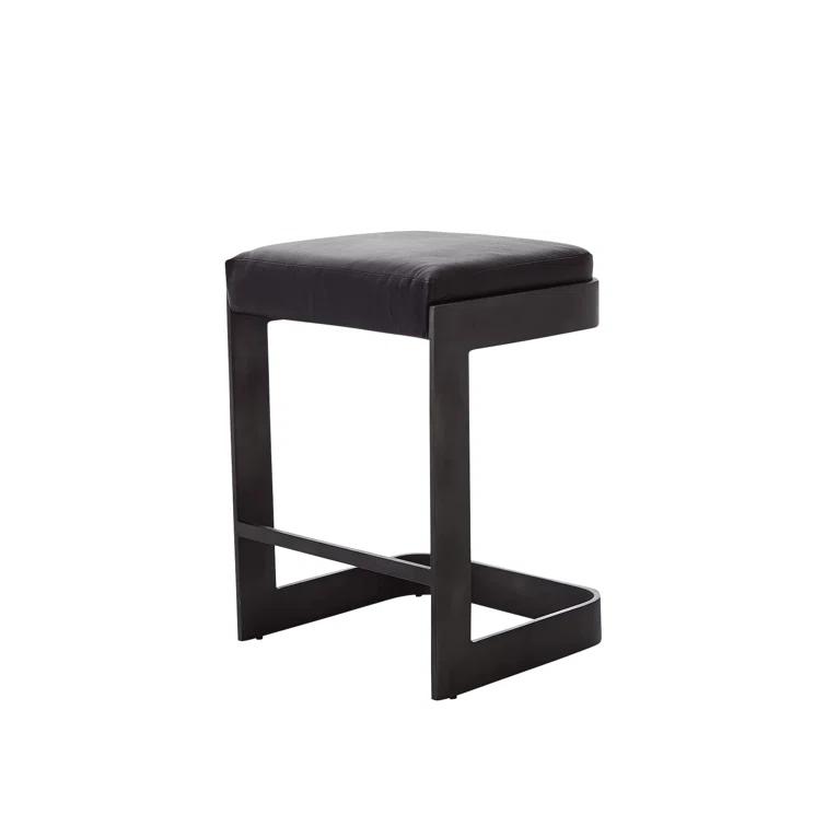 Studio A Home Regan Bar Stool w/Black Leather-Graphite