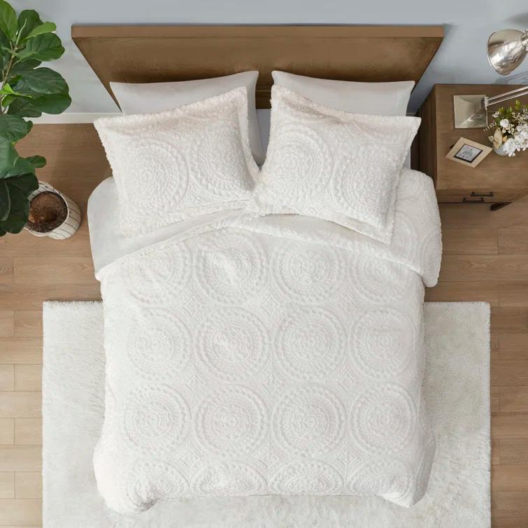 Madison Park Arya Embroidered Medallion Faux Fur Ultra Plush Comforter Set