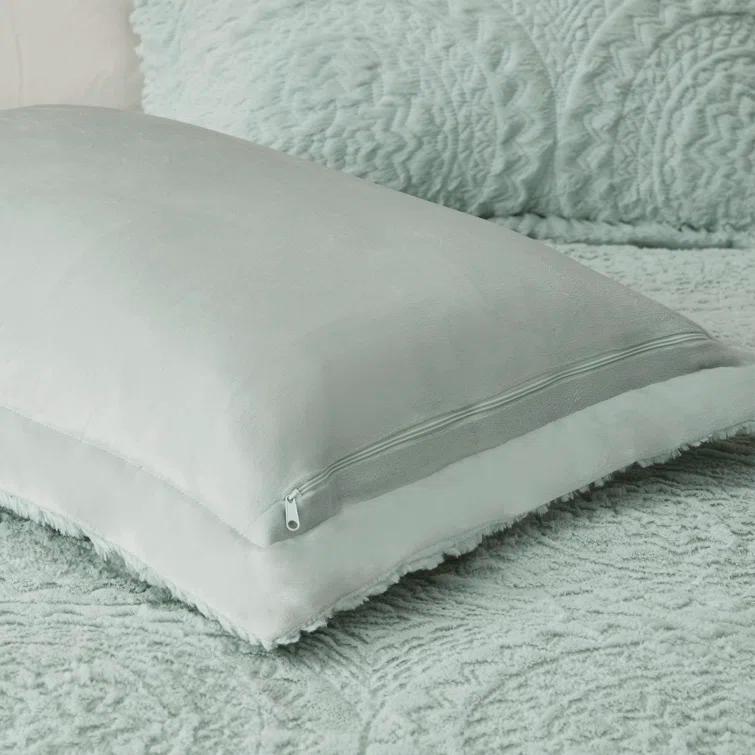Arya Embroidered Medallion Faux Fur Ultra Plush Comforter Set
