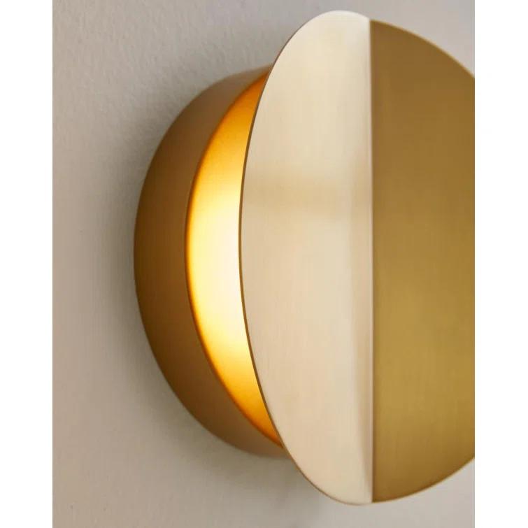 Burnished Brass Dimmable LED Wall Sconce with Steel Shade