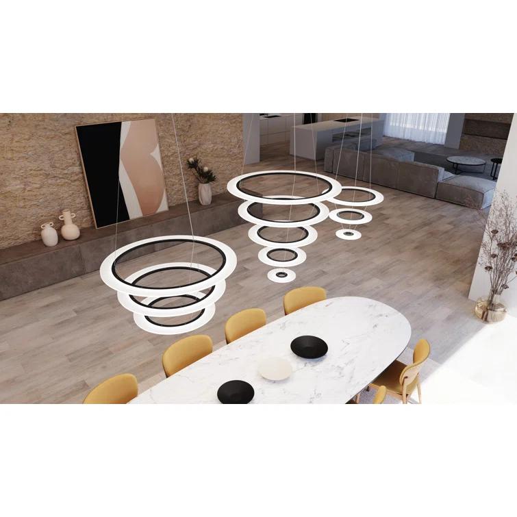 Arctic Rings 3 - Light Acrylic Dimmable LED Tiered Chandelier