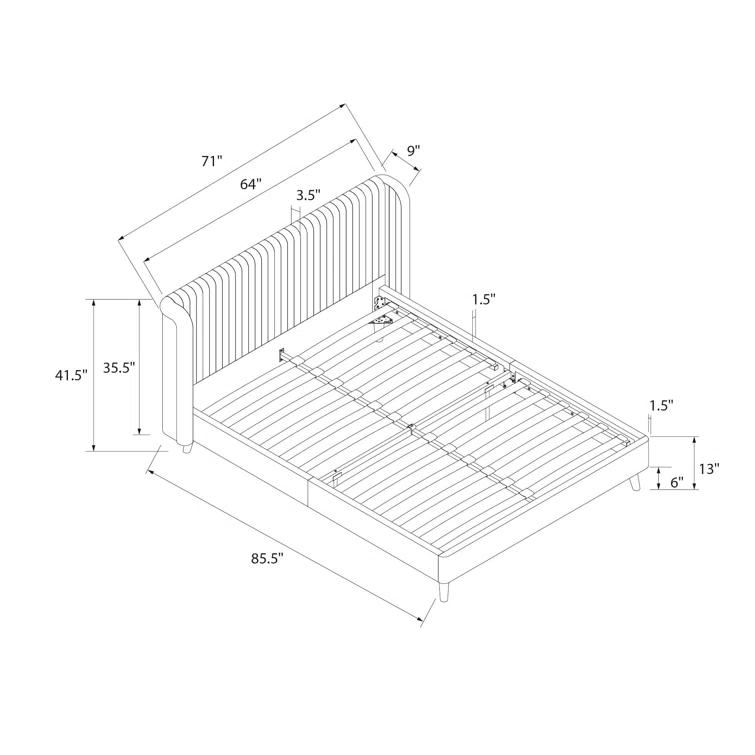 Holly Queen Size Upholstered Platform Bed