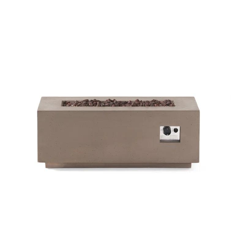 Latitude Run® Caelan Rectangle Lightweight Concrete/MGO Propane Smokeless Fire Pit Table