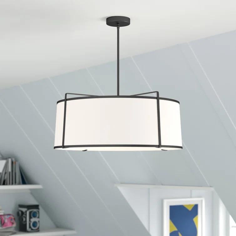 Trapezoid 4 Light Shaded Drum Chandelier