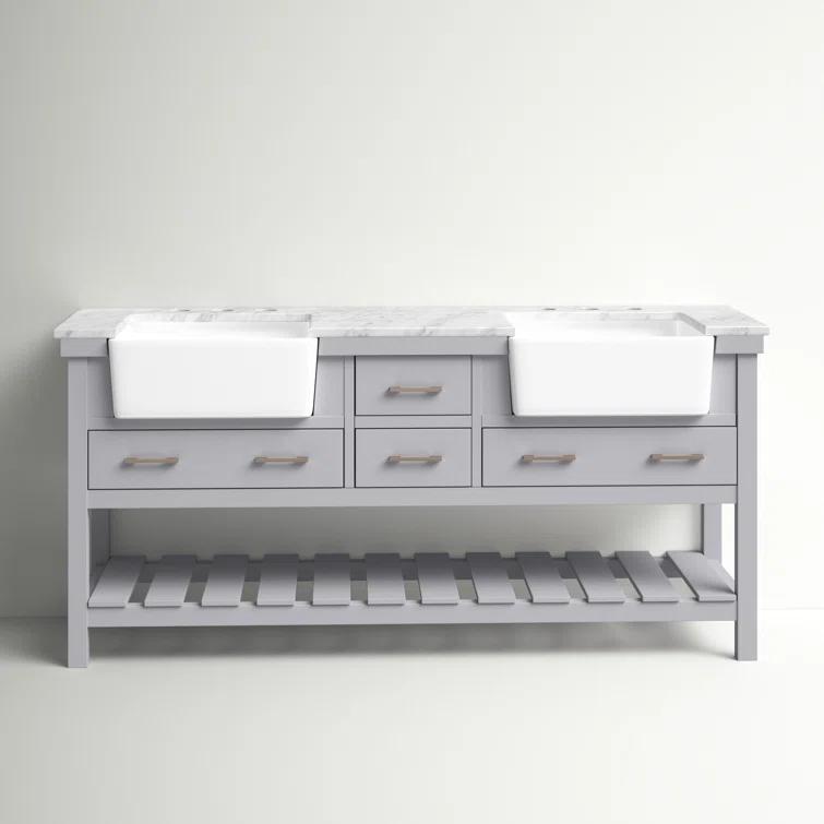 Pelaghia 72'' Double Bathroom Vanity with Marble Top